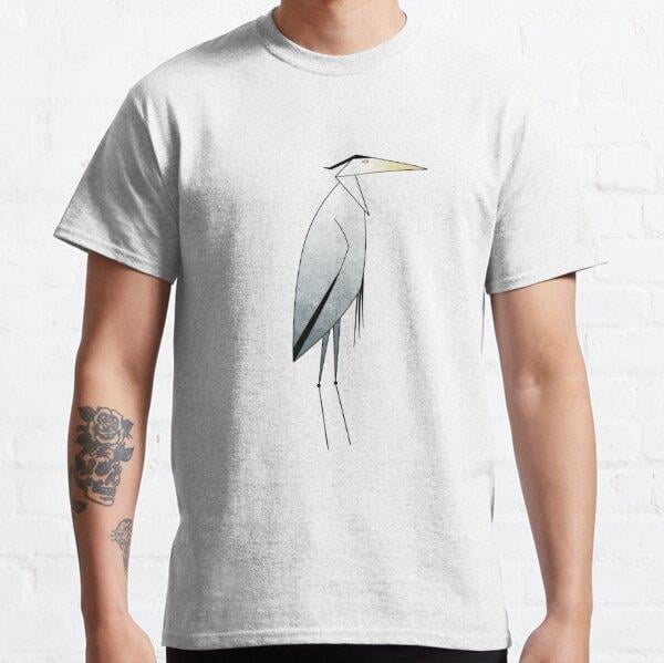 Heron Pattern Tasarım Baskılı T-Shirt (bol kalıp tişört)