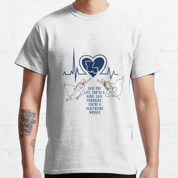 Heros in Healthcare Tasarım Baskılı Tişört (bol kalıp t-shirt)