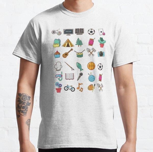 Hobbies Sticker Pack Tasarım Baskılı Tişört (Bol kesim t-shirt)