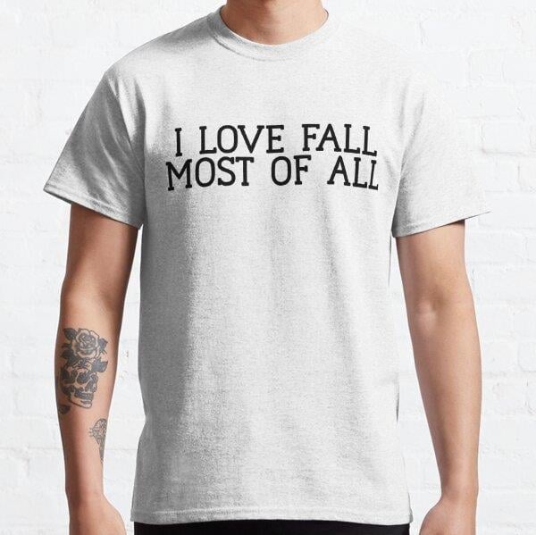 I Love Fall ~ Hiker Camper Climb Tasarım Baskılı Tişört (Rahat kalıp t-shirt)