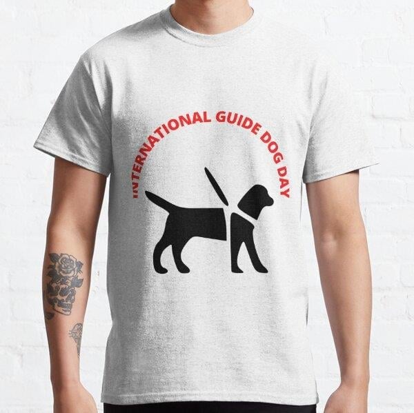 International guide dog day - dog design Tasarım Baskılı Tişört (Rahat Kalıp T-shirt)