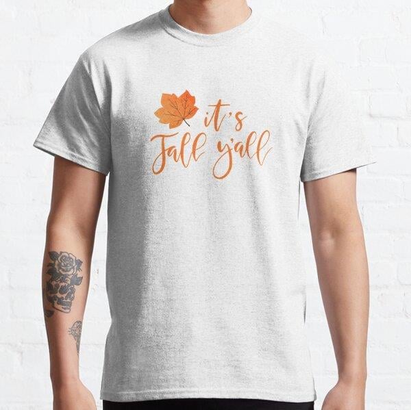 It’s Fall Y’all: Orange Maple Leaf Tasarım Baskılı Tişört (Rahat kalıp t-shirt)