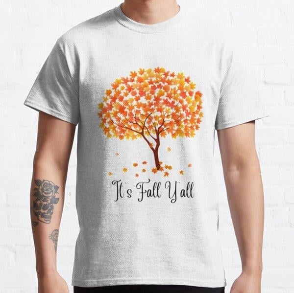 It's Fall Y'all Tasarım Baskılı Tişört (Rahat kalıp t-shirt)