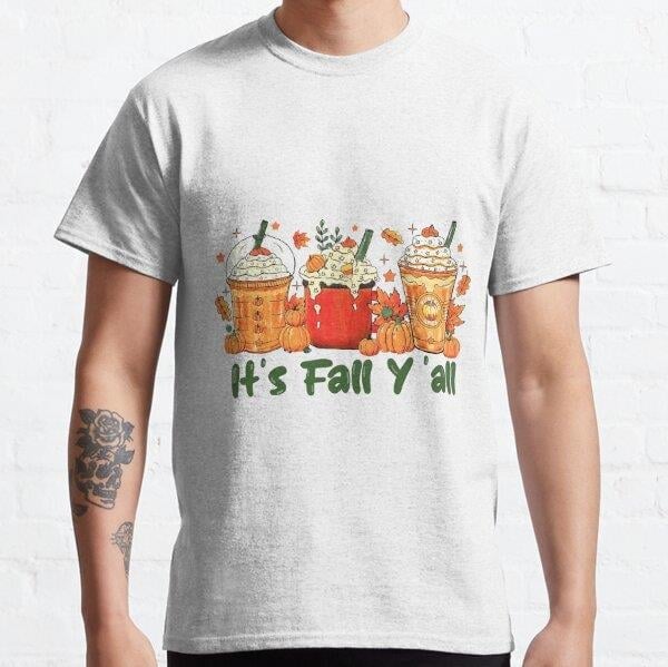 Its Fall Yall Sweater Retro Fall Pumpkin Fall Vibes373 Tasarım Baskılı Tişört (Rahat kalıp t-shirt)