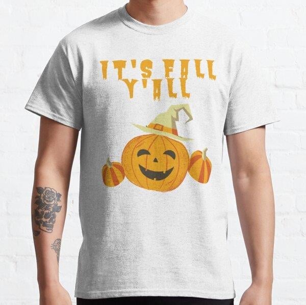 IT'S Fall y'all Tasarım Baskılı Tişört (Rahat kalıp t-shirt), Halloween T-Shirt Tasarım Baskılı Tişört (Rahat kalıp t-shirt)