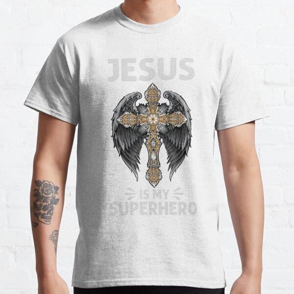 Jesus Is My Superhero Tasarım Baskılı Tişört (bol kalıp t-shirt)