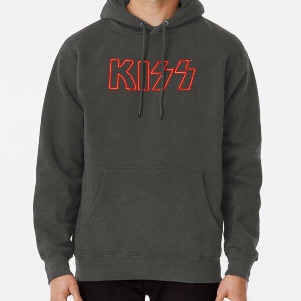 KISS Band Neon Logo Tasarım Baskılı Kapşonlu Sweatshirt