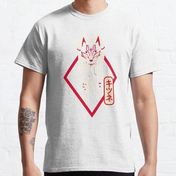 Kitsune Red Spirit Fox Tasarım Baskılı Tişört (Bol kesim t-shirt)