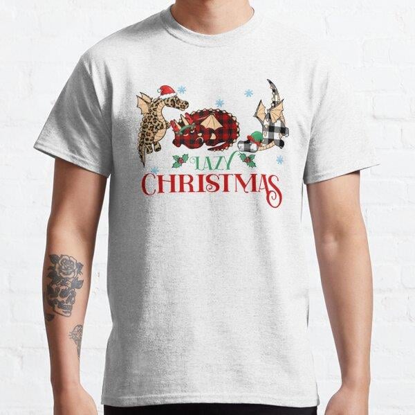 Lazy Christmas - Very Cool Dragon - Gift For Xmas Dragon Lover Tasarım Baskılı Tişört (Bol kesim t-shirt)