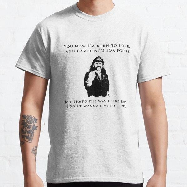 Lemmy Live For Ever Tasarım Baskılı Tişört (Bol kalıp t-shirt)