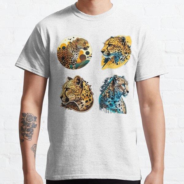 Leopard Abstract Paint Collage Tasarım Baskılı Tişört (Bol kesim t-shirt)
