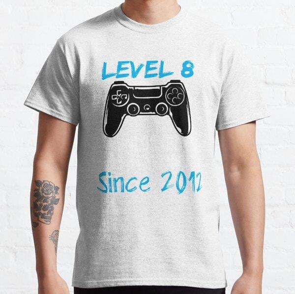 Level 8 Unlocked Awesome Since 2012 - gamer - gaming Tasarım Baskılı Unisex Tişört (Bol kalıp t-shirt)