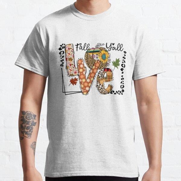 Love Fall Y’all Autumn Leaves Tasarım Baskılı Tişört (Rahat kalıp t-shirt)