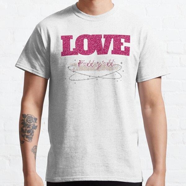 Love Fall Y'all (Pink) Tasarım Baskılı Tişört (Rahat kalıp t-shirt)
