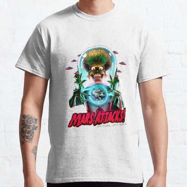 Mars Atacks Poster Tasarım Baskılı T-Shirt (bol kalıp tişört)