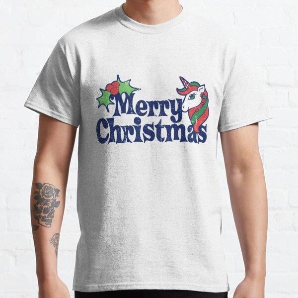 Merry Christmas Unicorn Tasarım Baskılı Tişört (Bol kesim t-shirt)