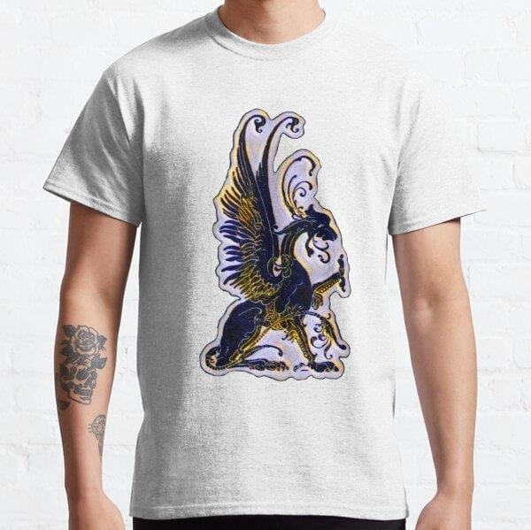 Midnight blue and vintage gold dragon Tasarım Baskılı Tişört (Bol kesim t-shirt)