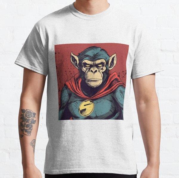 Mighty Primate: The Superhero Monkey Tee Tasarım Baskılı Tişört (bol kalıp t-shirt)