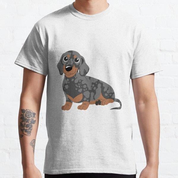 Miniature Dachshund - Black Dapple Tasarım Baskılı Tişört (Rahat Kalıp T-shirt)