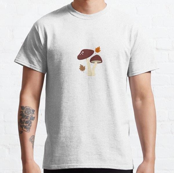 Mushroom fall leaves Tasarım Baskılı Tişört (Rahat kalıp t-shirt)
