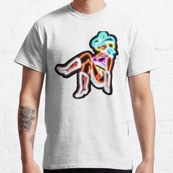Neon Cowgirl Tasarım Baskılı Tişört (Bol kalıp t-shirt)