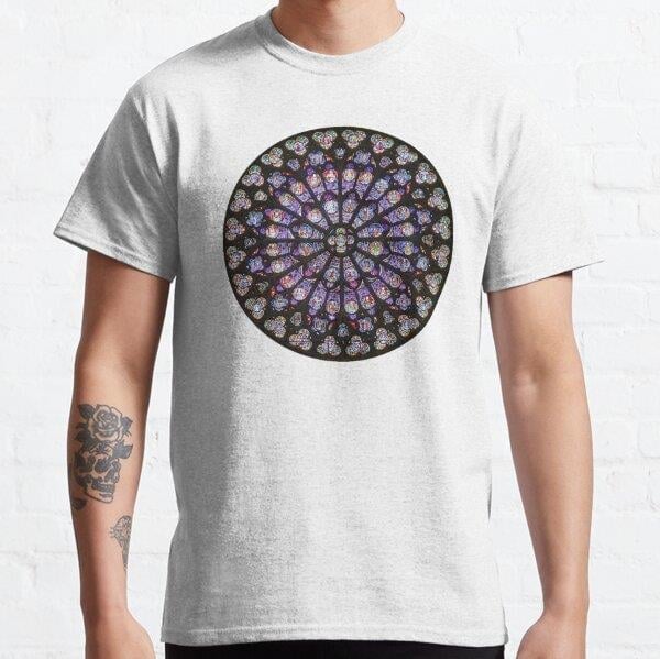 Notre Dame Rose Window Tasarım Baskılı T-Shirt (bol kalıp tişört)
