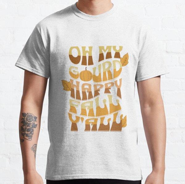 Oh My Gourd Happy Fall Y'All - Funny Retro Fall Pun  Tasarım Baskılı Tişört (Rahat kalıp t-shirt)