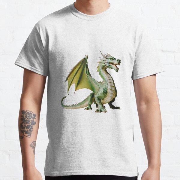 Olive-Green Polygon Dragon Tasarım Baskılı Tişört (Bol kesim t-shirt)