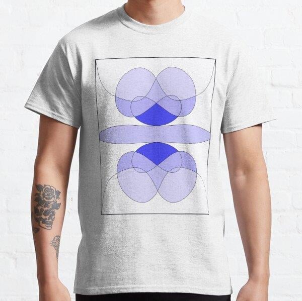 patterns with blue tones Tasarım Baskılı Tişört (bol kalıp t-shirt)
