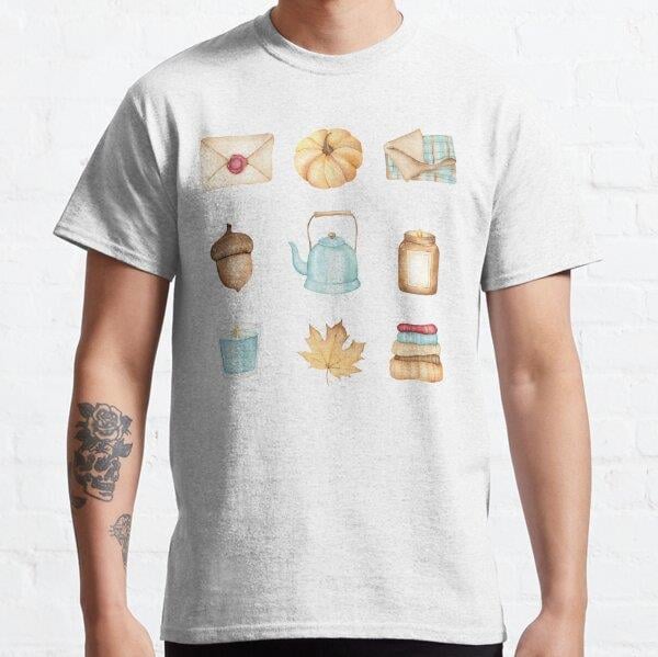 Powder Blue Fall Vibes  Tasarım Baskılı Tişört (Rahat kalıp t-shirt)