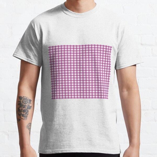 Purple Check Gingham Pattern Tasarım Baskılı Tişört (bol kalıp t-shirt)