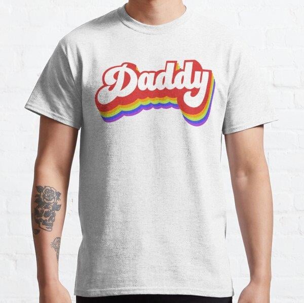 Rainbow Daddy Script Tasarım Baskılı T-Shirt (bol kalıp tişört)