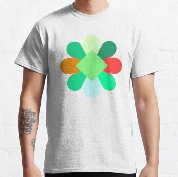 Random Color Geometric Patterns Tasarım Baskılı Tişört (bol kalıp t-shirt)