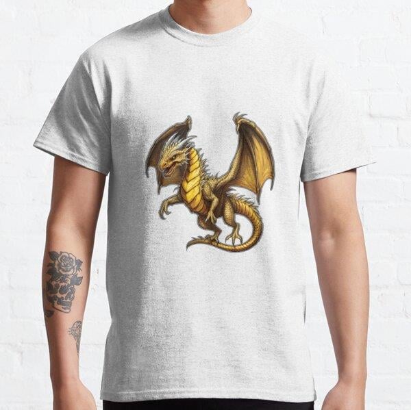 Realistic yellow dragon Tasarım Baskılı Tişört (Bol kesim t-shirt)