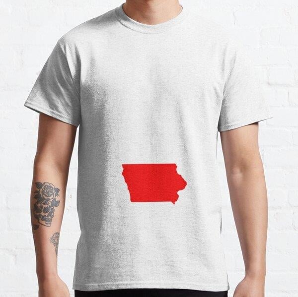 REP YOUR STATE IOWA Tasarım Baskılı Tişört (Bol kesim t-shirt)