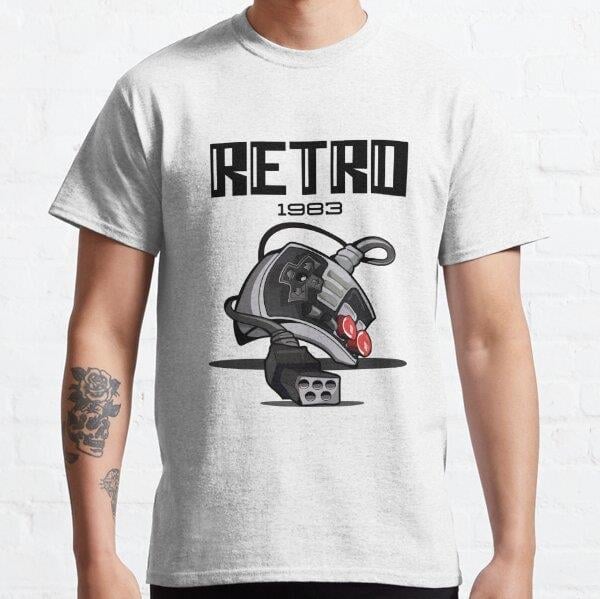 Retro 1983 Game Controller Tasarım Baskılı Unisex Tişört (Bol kalıp t-shirt)