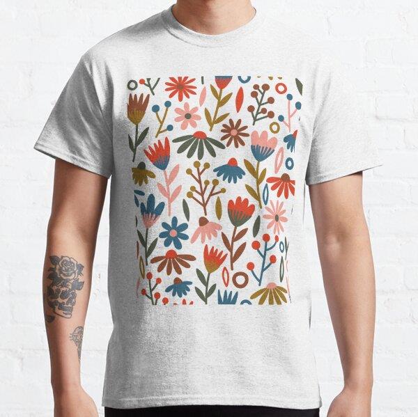 Retro Floral Pattern Tasarım Baskılı Tişört (Bol kesim t-shirt)