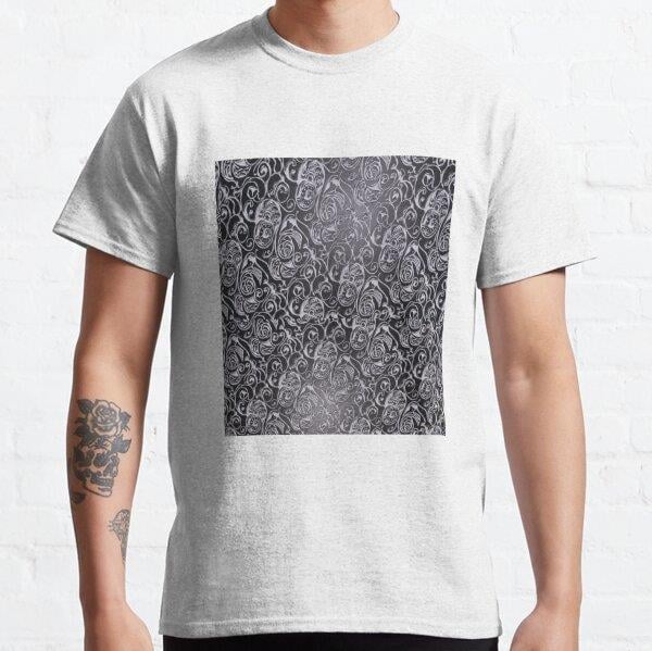 Royal Grey Pattern Tasarım Baskılı Tişört (bol kalıp t-shirt)