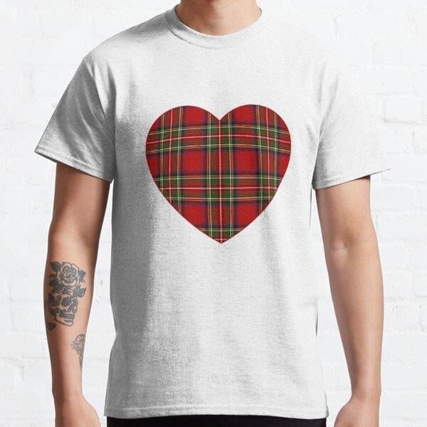 Royal Stewart Tartan Plaid Tasarım Baskılı Tişört (bol kalıp t-shirt)