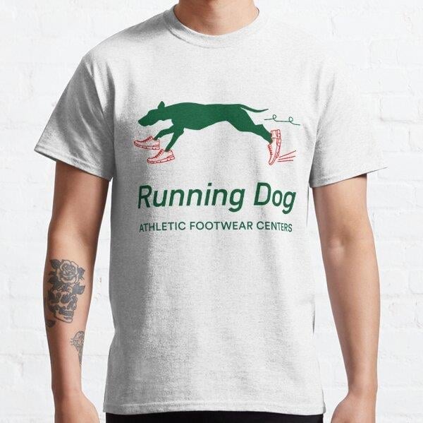 Running Dog Athletic Footwear Centers © 1983 Tasarım Baskılı Tişört (Rahat Kalıp T-shirt)