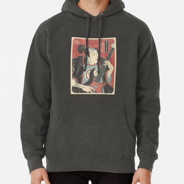 SAMURAI BASSIST Funny Bass Guitar Player lover Tasarım Baskılı Kapşonlu Sweatshirt