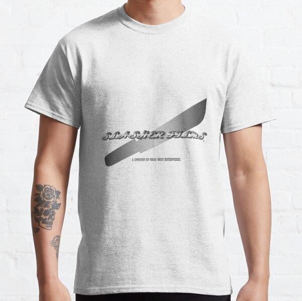 Slasher Films logo Tasarım Baskılı Tişört (Bol kalıp t-shirt)