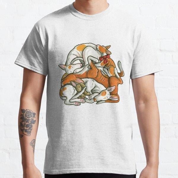 Sleeping pile of Ibizan Hound dogs Tasarım Baskılı Tişört (Rahat Kalıp T-shirt)