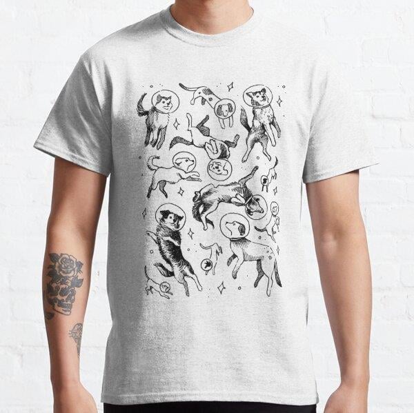 Space dogs Tasarım Baskılı T-Shirt (bol kalıp tişört)