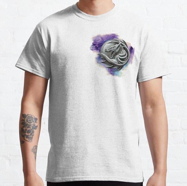 Stone dragon, Snake logo, Black tattoo Tasarım Baskılı Tişört (Bol kesim t-shirt)