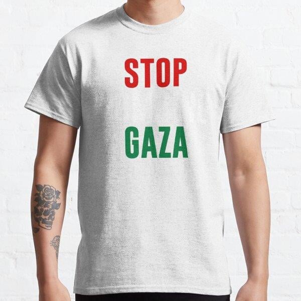 Stop Bombing Gaza Tasarım Baskılı T-Shirt (bol kalıp tişört)