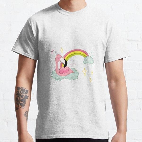 Summer patterns with flamingos and pineapples Tasarım Baskılı Tişört (bol kalıp t-shirt)