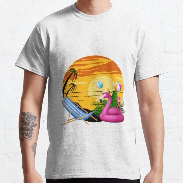 summer patterns with flamingos and pineapples Tasarım Baskılı Tişört (bol kalıp t-shirt)