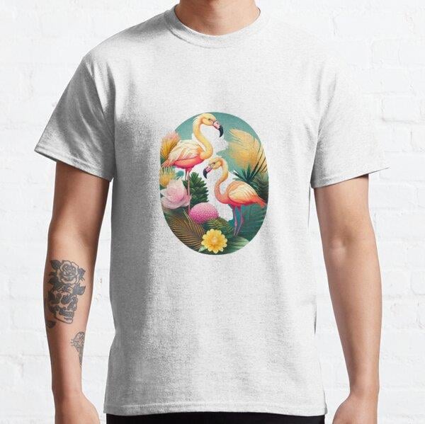 Summer Patterns with Flamingos and Pineapples Essential T-Shirt Tasarım Baskılı Tişört (bol kalıp t-shirt)
