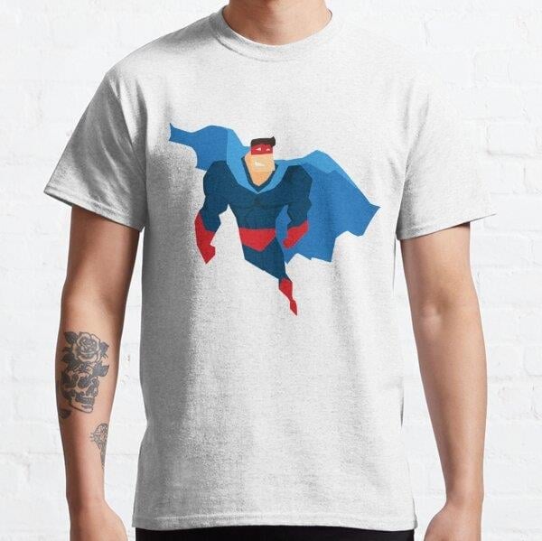 Superhero in Action. Tasarım Baskılı Tişört (bol kalıp t-shirt)